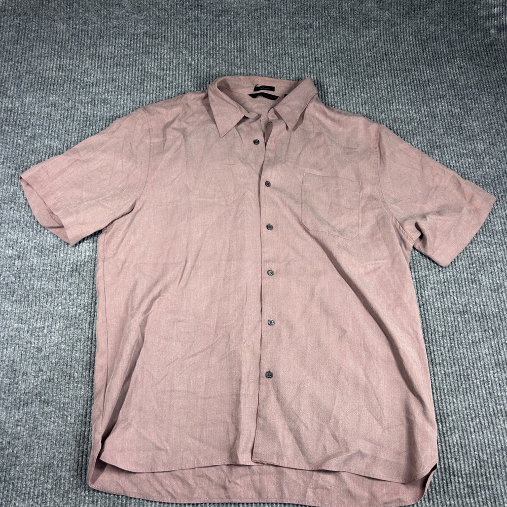 Axist Shirt Men's XL Surf Soft Short Sleeve Button Down Mauve Pink Rayon Blend